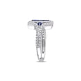 thumbnail image 2 of 1.12 Carat (Ctw) Lab-Created Blue & White Sapphire Halo Ring in Sterling Silver for Women, 2 of 6