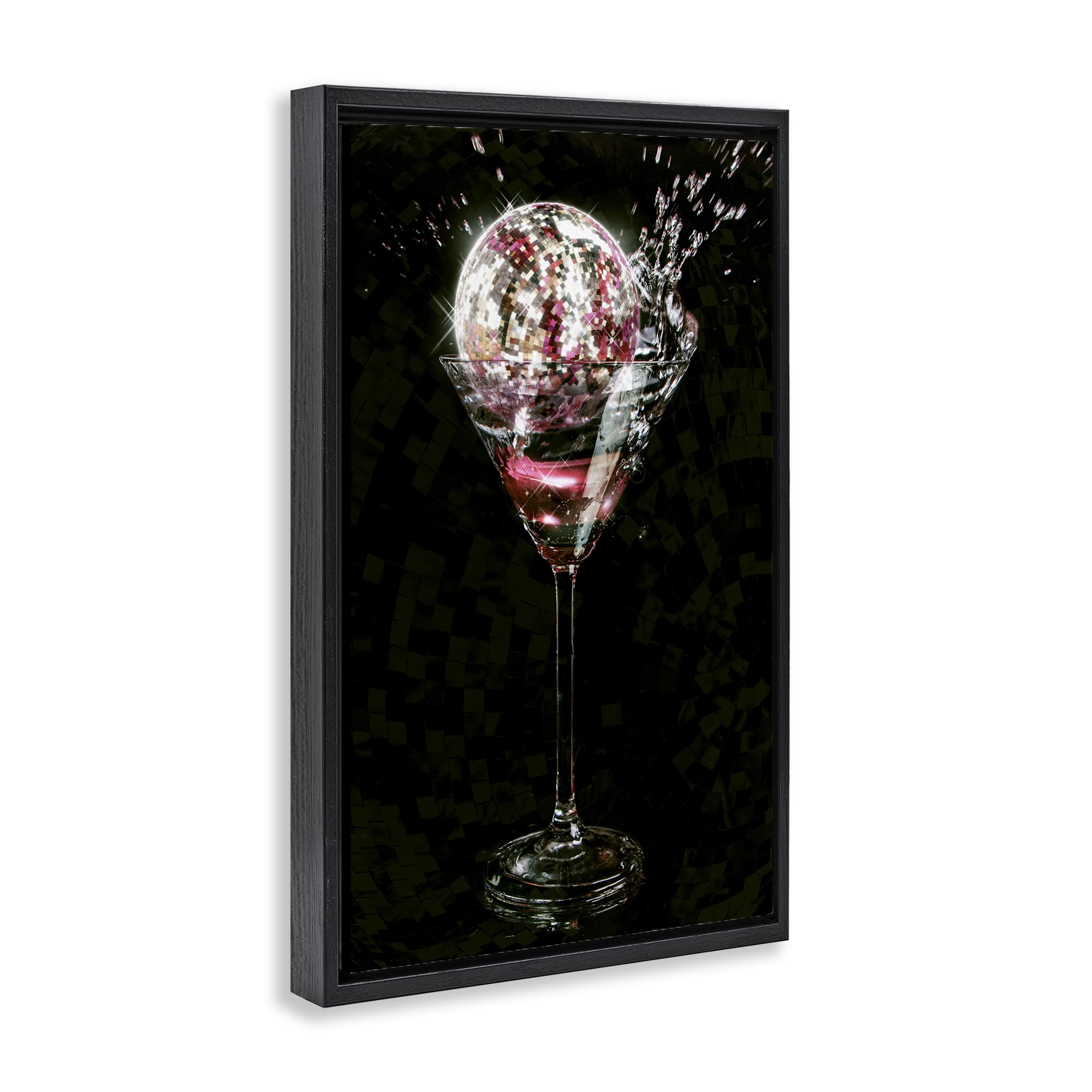 Stupell Industries Disco & Cocktail Splash Food & Beverage Painting Black Floater Framed Art Print Wall Art, 21 x 31