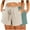 Khaki, variant on aidice 2PCS Womens Summer Shorts Drawstring Elastic Waisted with Pockets Shorts Casual Lightweight Smocked Shorts