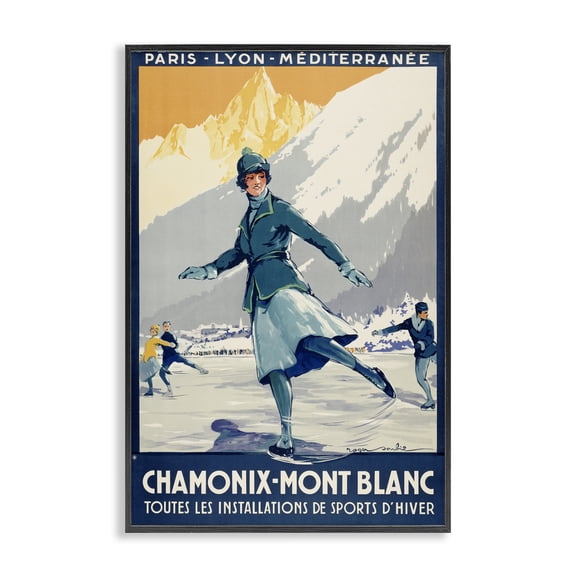 Stupell Industries Eclectic Vintage Ice Skating Advertisement Black Framed Giclee Art, 12 x 18, by Marcus Jules
