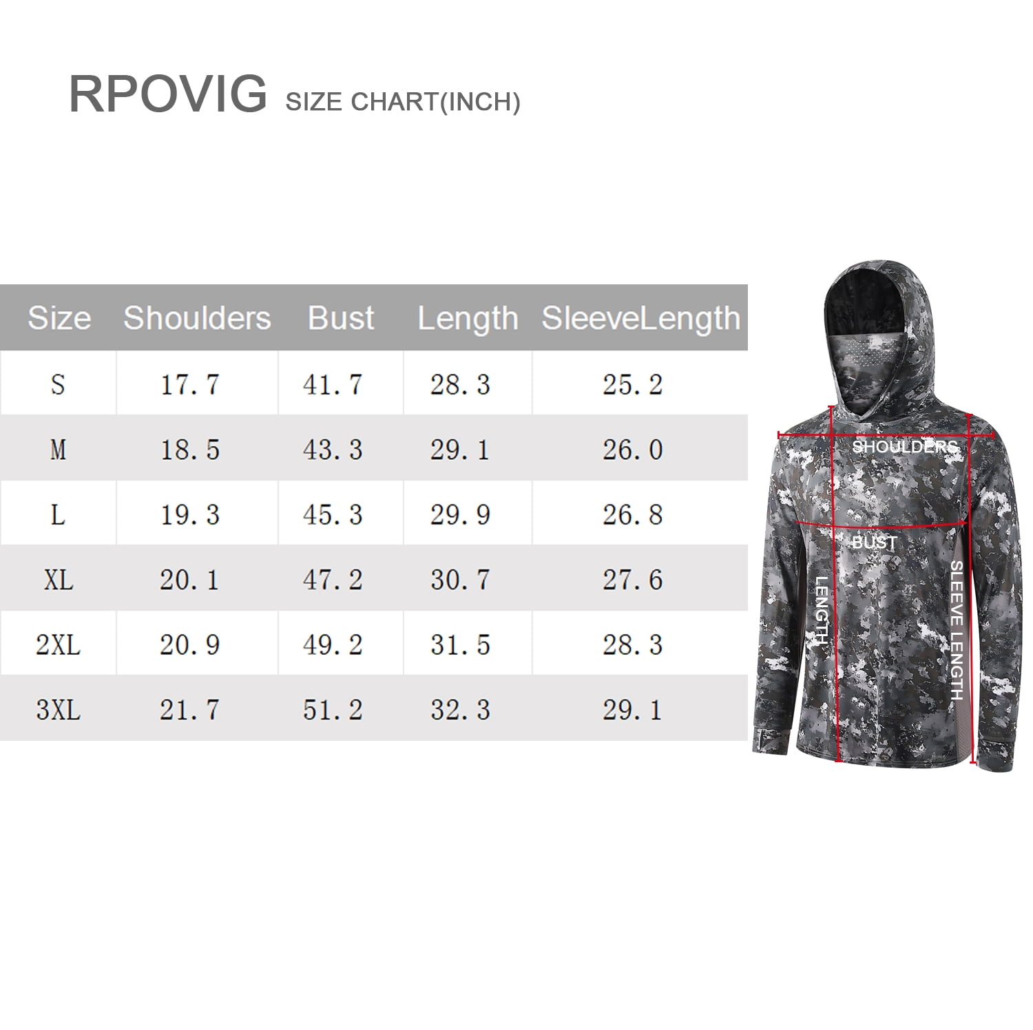 RPOVIG Camo Hunting Long-Sleeve Hooded Sweatshirt for Men UPF 50+ Fishing Hiking Camp Shirt,S-3XL