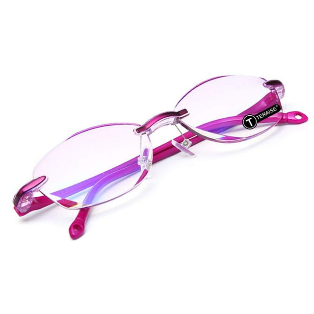 TERAISE Lunettes de Lecture Sans Monture Mode Design à Découpe Diamant Anti-Fatigue Verres Transparents Lecteurs de Lunettes pour Femmes
