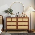 thumbnail image 7 of 6 Drawer Dresser for Bedroom, Modern Storage Cabinet with Drawer, Wide Chest of Drawers for Living Room, Walnut Color, 7 of 7
