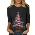 thumbnail image 2 of Holiday Gifts! Titcea Christmas Shirts for Women 3/4 Sleeve Crewneck Glitter Xmas Tree Print Pullover Christmas Sweaters 2024 Fashion Casual Tops, 2 of 4