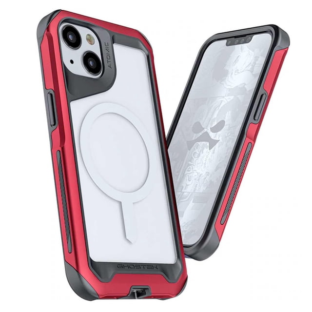 Funda Ghostek Atomic para iPhone 13 Aluminio Transp Roja MagSafe