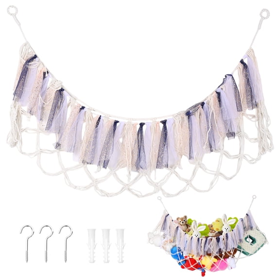 FYJUCPA Stuffed Animal Hammock Net, Wall Hanging Plush Toy Storage Net Decorative Holder for Kids Room Playroom, Space Saving Organizer