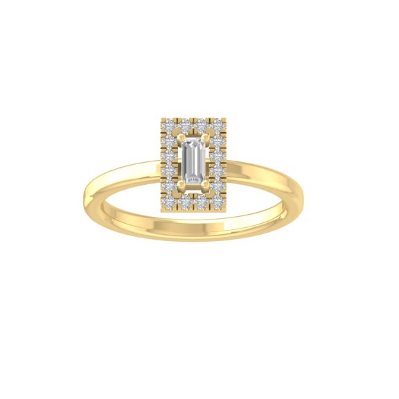 ARAIYA FINE JEWELRY 10K Yellow Gold Round and Baguette shape Lab Grown Diamond Band Ring (1/4 cttw, VS Clarity, D-F Color) Size 10