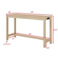 thumbnail image 6 of CQSXDA Modern 4 Piece Bar Table and Chair Set with Power Outlet Including 59 Inch Table and 3 Stools for Versatile Use, Light Oak, 6 of 15
