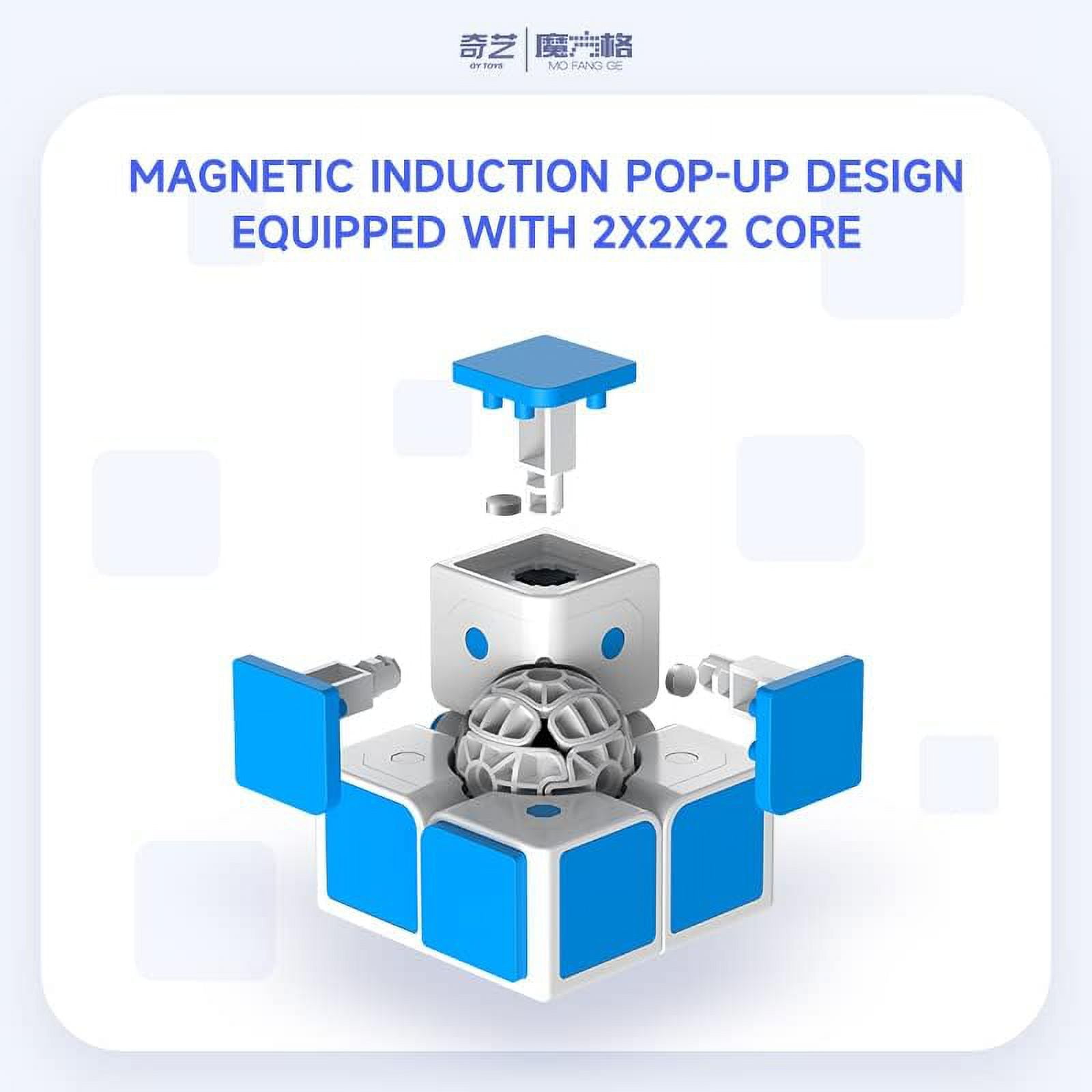QiYi OS Cube 2x2 Magnetic Cube QY Blue POP Puzzle Cube,2x2x2 Stickerless Magic Cube Kid Toys