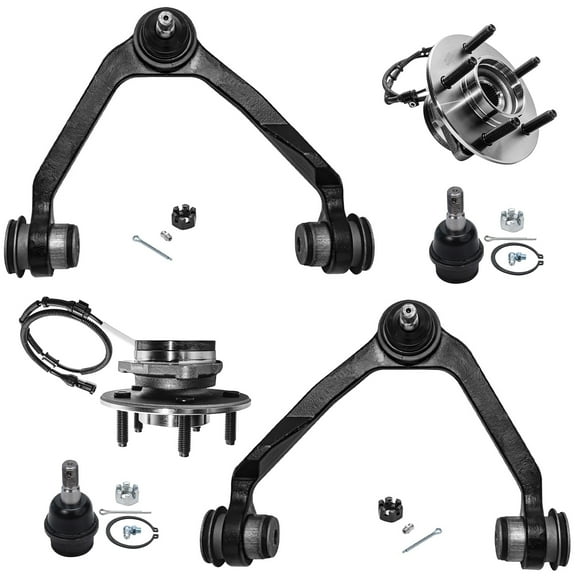 Detroit Axle - 4WD Front 6pc Suspension Kit for 2000-2003 Ford F-150, 2 Upper Control Arms 2 Lower Ball Joints 2 Wheel Bearing Hubs 2001 2002 Replacement