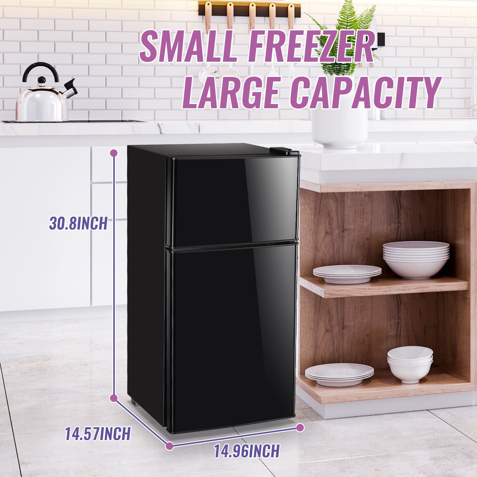 TACOOL 2.35 Cu.ft Small Mini Refrigerator for Office Compact Dual Door Fridge Egg Trey Low Noise, Black
