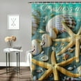 thumbnail image 2 of Chilfamy  Starfish and Seashells Shower Curtain Nautical Bathroom Coastal Shower Curtain Vintage Retro Sea Ocean Beach Bathroom Decor Shower Curtain with Hooks Waterproof Fabric White, 2 of 7