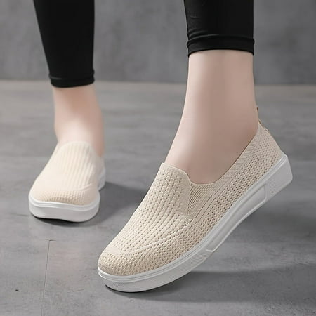 

Women s Lightweight Slip On Outdoor Shoes Breathable Knit Flat Sneakers