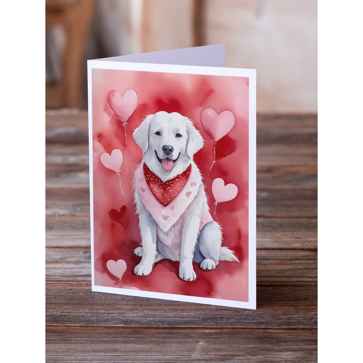 Kuvasz My Valentine Greeting Cards Pack of 8 7 in x 5 in