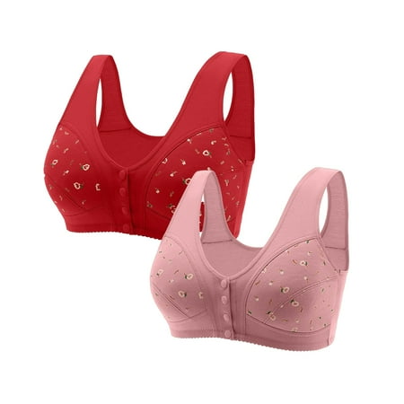 HCURIBAD Bras for Women Pack  Push up bras 2Pcs Women Gathering Bra Without Steel Ring Underwear (Solid Color  Mixed Color Available)  Front Closure Bras for Women  Sports Bras 2PC Underwear Khaki 5XL