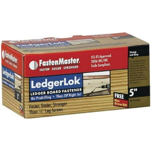 FastenMaster FMLL005-50 LedgerLOK Ledger Board Fastener, 5 Inches, 50-Count, 5", Gray