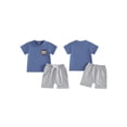 thumbnail image 2 of BemeyourBBs Toddler Baby Boys Mama's Boy Outfit Infant Baby Boy Summer Clothes Short Sleeve Embroidery Bear T-shirt with Elastic Waist Shorts Set Toddler Summer Outfit, 2 of 9