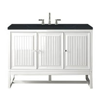 James Martin Vanities 48" Single Vanity Cabinet, Glossy White, w/ 3 CM Charcoal Soapstone Quartz Top