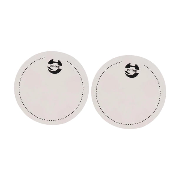 Parche autoadhesivo para pedal de batería (2 unidades), material PET, amortiguador de 6,5 cm de diámetro. Blanco