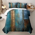 thumbnail image 2 of Castle Fairy Abstract Watercolor Artwork Twin Quilt Set 2 Pieces,Vintage Aesthetics Twin Coverlet Set,Teal Rust Navy,1 Bedspread and 1 Pillowcase, 2 of 7