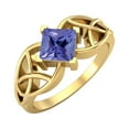 thumbnail image 2 of 5mm Square Shape Natural Tanzanite 925 Silver Gold Vermeil Celtic Women Valentines Day Gifts Ring, 2 of 4