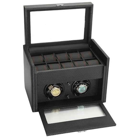 Modena 2 Double Automatic Watch Winder Storage 34-702 Carbon Fiber