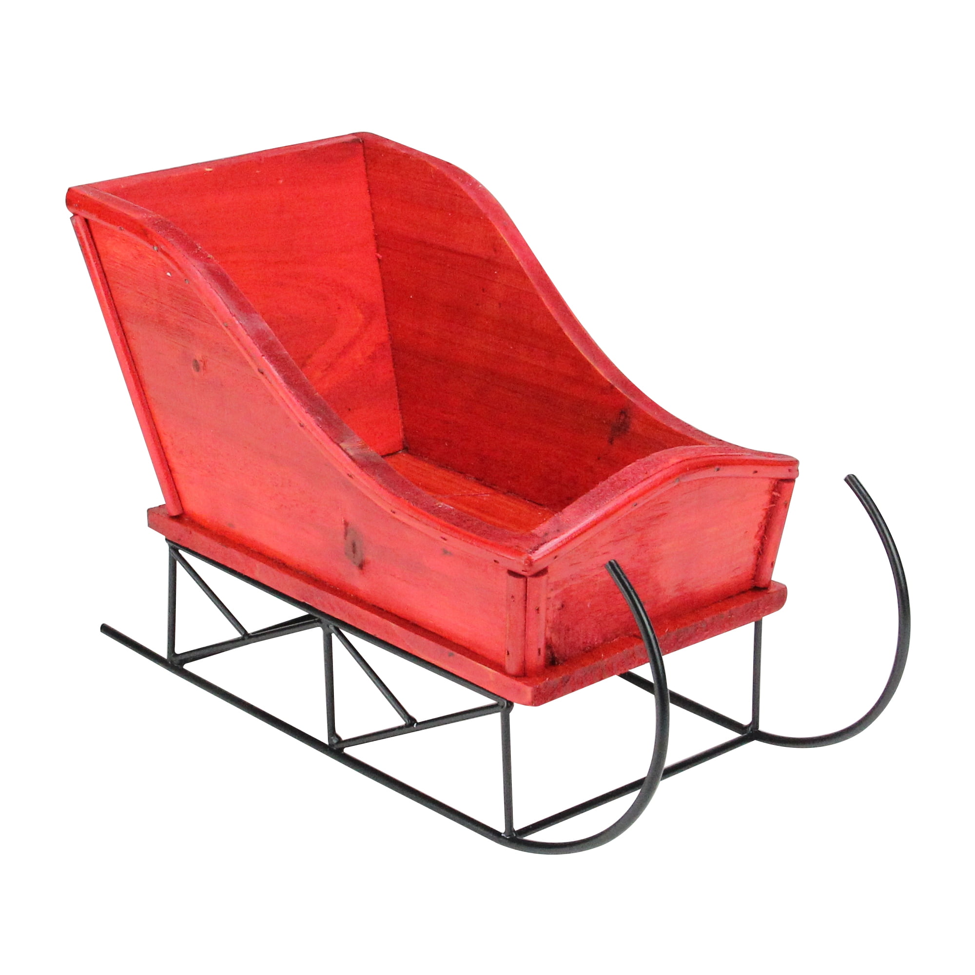 11" Red and Black Weathered Sleigh Table Top Christmas Decoration