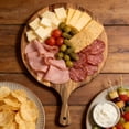 thumbnail image 3 of BPPEG Acacia Wood Round Cutting Board with Handle -16"X 12"Large Charcuterie Board,Wooden Chopping Board for Kitchen,Pizza,Meat&Cheese Serving Tray,Decorative Butcher Block, 3 of 7