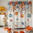 thumbnail image 3 of Shower Curtain 72"W x 84"L Thanksgiving Pumpkins Maple Leaves Burlap Texture Fabric Shower Curtains Set with Hooks Water Repellent Bathroom Curtains Machine Washable Bathroom Accessories, 3 of 6