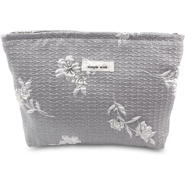 Bolsa grande de maquillaje estético, bolsas de cosméticos florales para mujeres y niñas, organizr de maquillaje de lona con cierre, bolsa de aseo de viaje, bonita bolsa para el cuid de