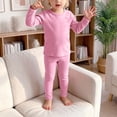 thumbnail image 2 of Enyan Kids Thermal Underwear Set Long Thermal Underwear Fleece Lined Base Layer Set for Girls Boys Hot Pink,5-6 Years, 2 of 5