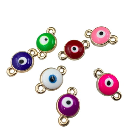 

50pcs DIY Connector Turkish Blue Eye Double Hole Style Bracelet Connector Rose Gold Accessories Jewelry Making Accessory for Bracelet Mixed Color