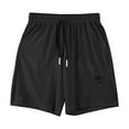 thumbnail image 3 of ZQUUVOU Men's Casual Shorts Classic Fit Breathable Lightweight Solid Color Pocket Drawstring Shorts Black, 3 of 8