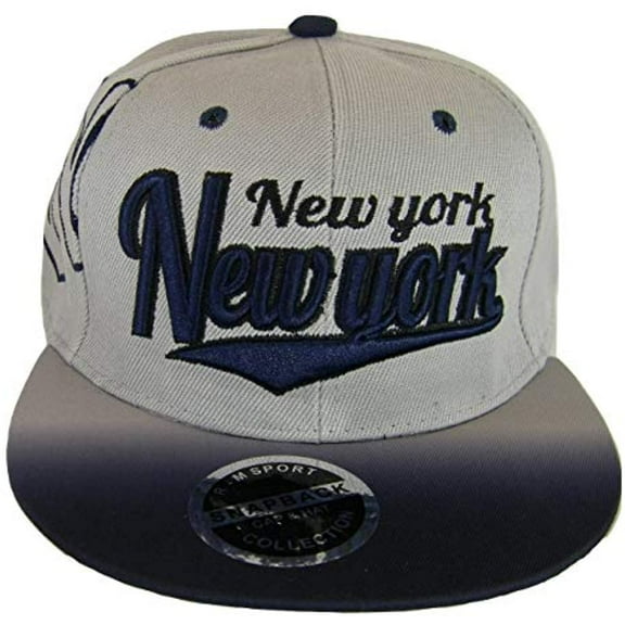 New York Fade Top Printed Bill Adjustable Snapback Baseball Cap (Gray/Navy)