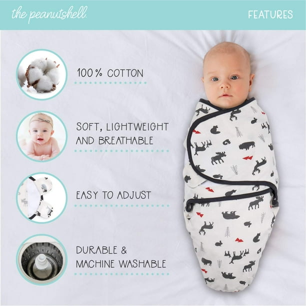 The Peanutshell Baby Swaddle Blankets for Boys or Girls Woodland