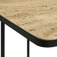 thumbnail image 6 of Travertine & Black Accent Table | Modern Square Stone Top with Artistic Iron Sled Base | 24" Contemporary Coffee/End Table for Living Room | Unique India Made Home Decor, 6 of 7