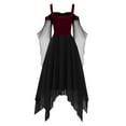 thumbnail image 7 of WTOBBY Women's Plus Size Gothic Halloween Party Dress with Cold Shoulder Design, Butterfly Sleeves, Irregular Hem, and Solid Color in Chiffon Fabric for Casual Wear ,Wine M, 7 of 7