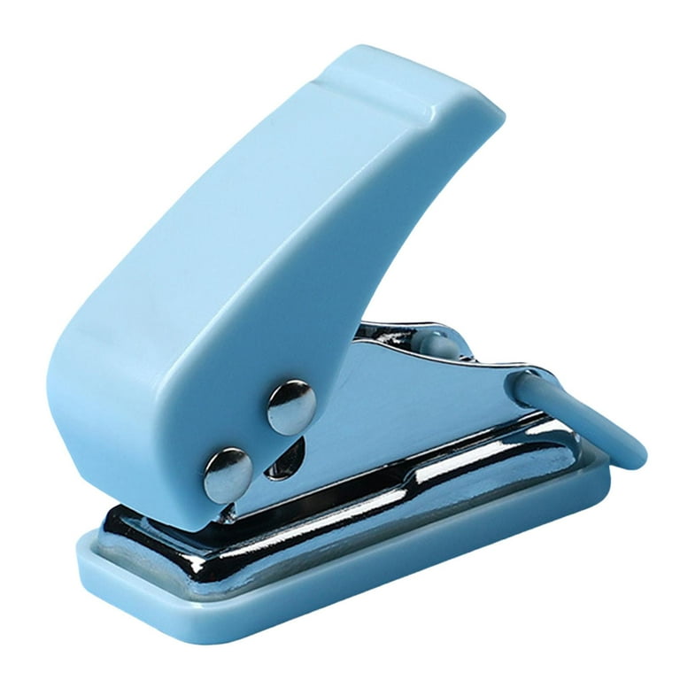 Handheld Mini Single Hole Puncher Punch for Punching Ordinary Paper, Handbook Hole 1/4 inch Children Gift Labor Saving Compact Durable Tool , Blue