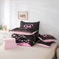 thumbnail image 5 of Manfei Pink Monogrammed C Bedding Comforter Set 7 Pieces, Kawaii Princess Ribbon Bow Full Bedding Set, Teens Girls Kids Reversible Fitted Sheet Flat Sheet, Microfiber Bedroom Decor, 5 of 7