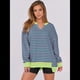 thumbnail image 4 of Sudaderas Oversize para Mujer, Camisetas de Larga con Cuello en V, Jersey Holgado, Atuendo de Otoño 2025. Rayas Rojas Rosas S, 4 of 8