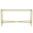 thumbnail image 3 of Evelyn&Zoe Henley 55" Wide Rectangular Console Table with Glass Top, Brass, 3 of 7