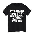 thumbnail image 2 of MIXUE Toddler Girls Tops & T-Shirts Birthday Kids Summer Letter Print Round Neck Short Sleeve Casual Pullover Tee Shirts Sportwear,Black,3-4 Years, 2 of 4