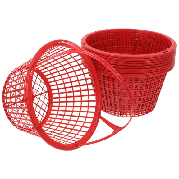 Masteelf Red Plastic Small Fruit Picking Basket with Handle for Strawberries Blueberries and Vegetables 10 Count