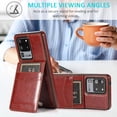 thumbnail image 5 of MYKOMI Phone Case for Samsung Galaxy S20 Ultra Glaxay S20ultra 5G with HD Screen Protector Credit Card Holder Wallet Cover Stand Leather Cell Gaxaly 20S S 20 A20 20ultra G5 Cases Women Men Brown, 5 of 7