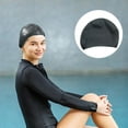 thumbnail image 4 of Swimming Silicone Water Drop Cap with Super Elastic Ear Protector for Long Hair Comfortable Fit Black, 4 of 6