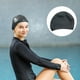 thumbnail image 5 of Gorro de natación de silicona Gorro de natación con gotas de agua y gorro de natación Protector de orejas súper elástico Cabello largo No aprieta Negro, 5 of 7