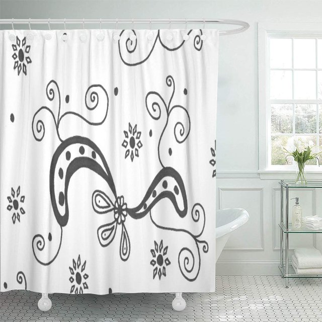 ABPHQTO Custom Paisley Black and White Zendoodle Artsy Pattern Cortina de ducha 150x180 cm
