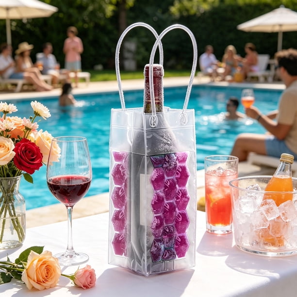 Funda reutilizable de gel refrigerante para botellas de vino | Bolsa de hielo portátil de enfriamiento rápido para bebidas