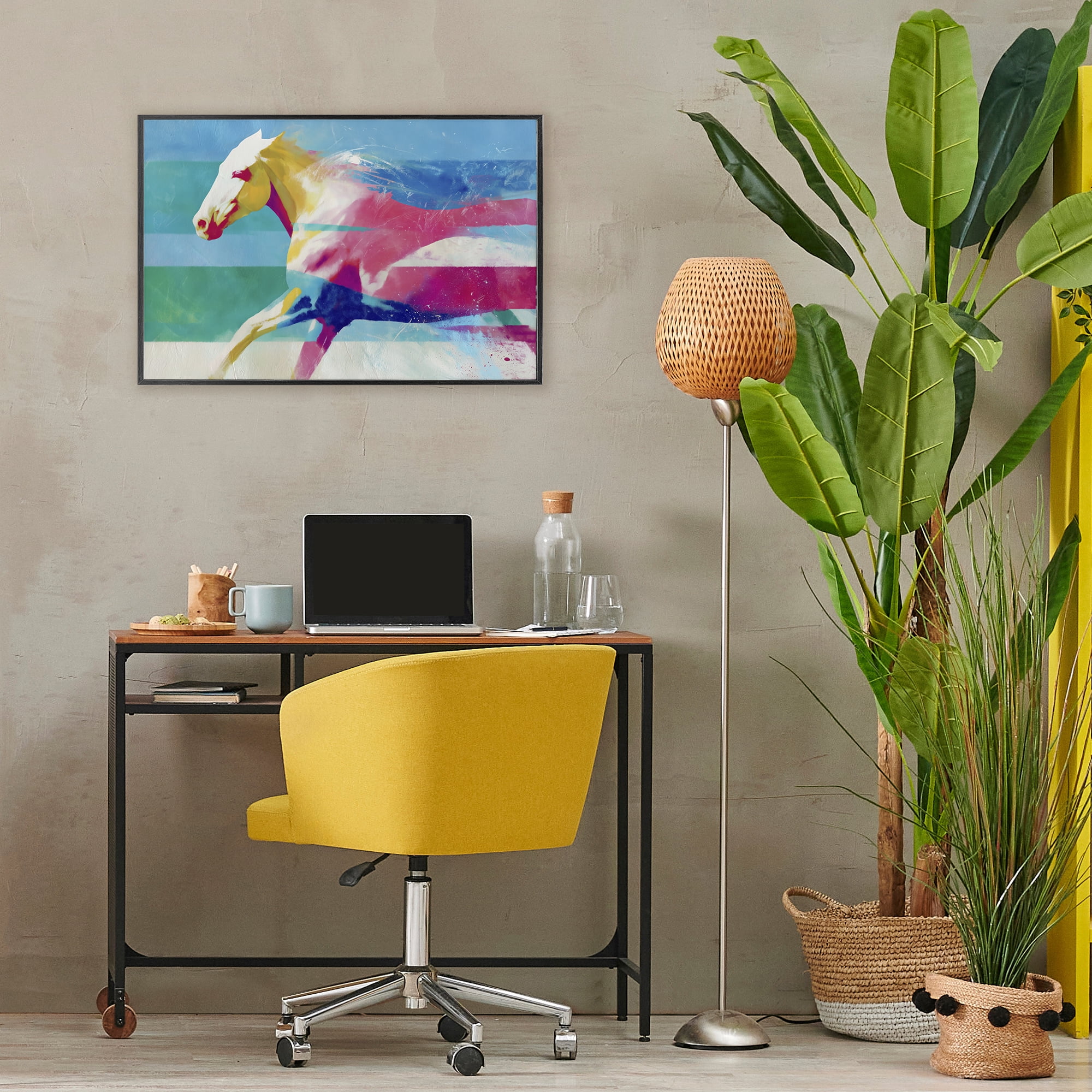 Stupell Industries Abstract Horse In Stripes Black Framed Giclee Art, design by Chromatic Storm Studio