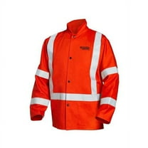 Welding Jacket, Cotton, 9 oz, Button Closure, Orange, XL